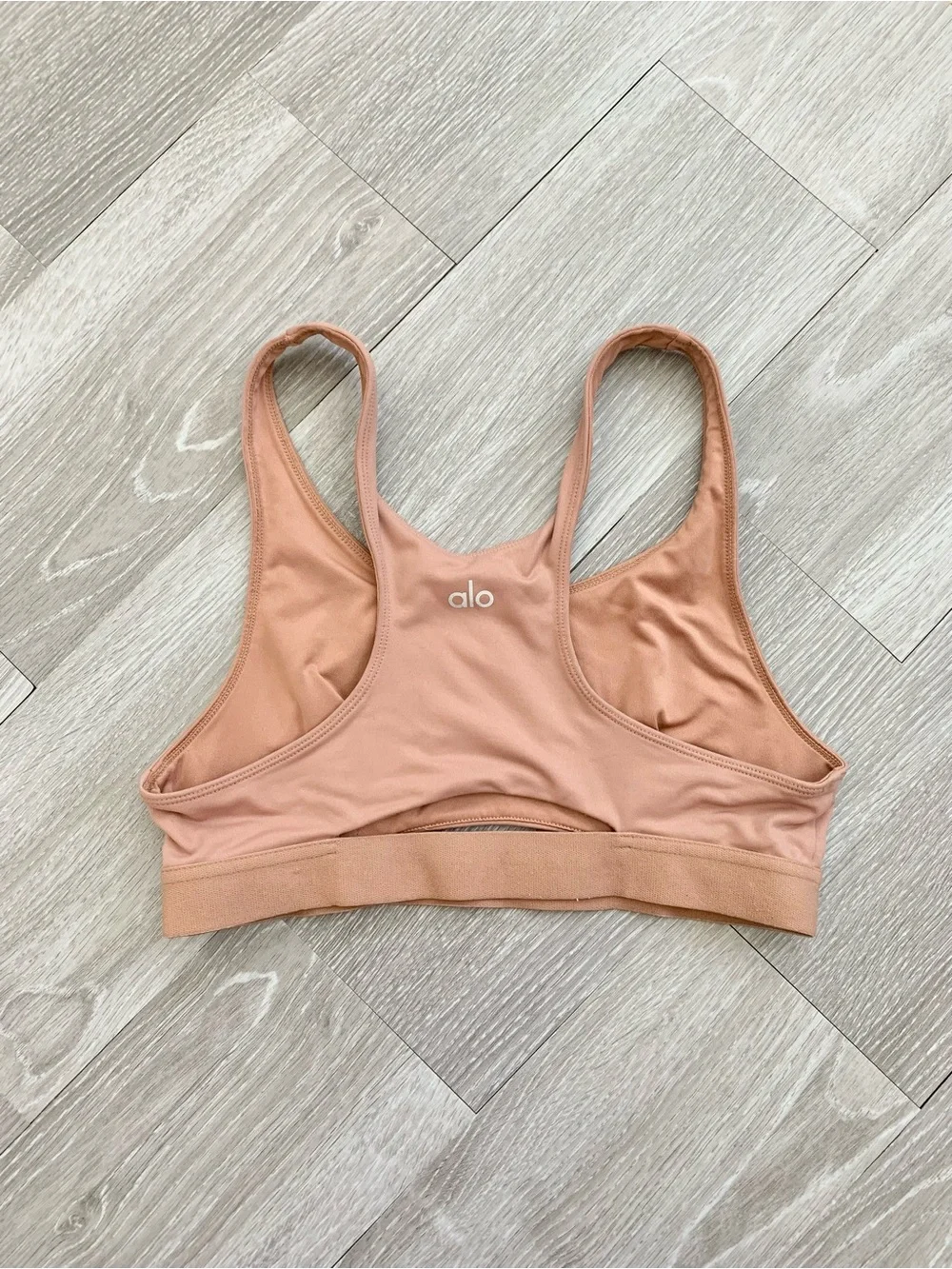 alo Beige Neutral Moonlit Racerback Sports Bra US Medium